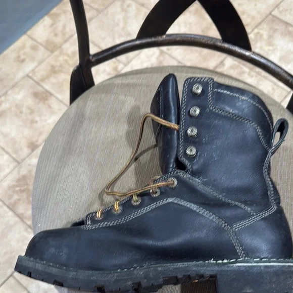 Danner Black Leather Boots with Tan Laces Quarry USA 8in steel toe Goretex 8EE - Picture 4 of 14